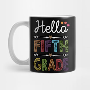 Funny Hello Fifth 5th Grade Leopard heart gift kids teachers T-Shirt Mug